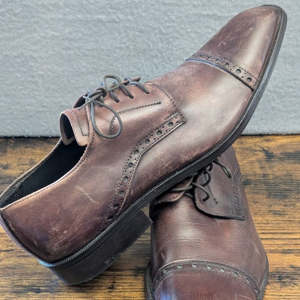 To Boot New York Adam Derrick 11.5 Brown Wingtip Brogue Leather Italy Dress Shoe